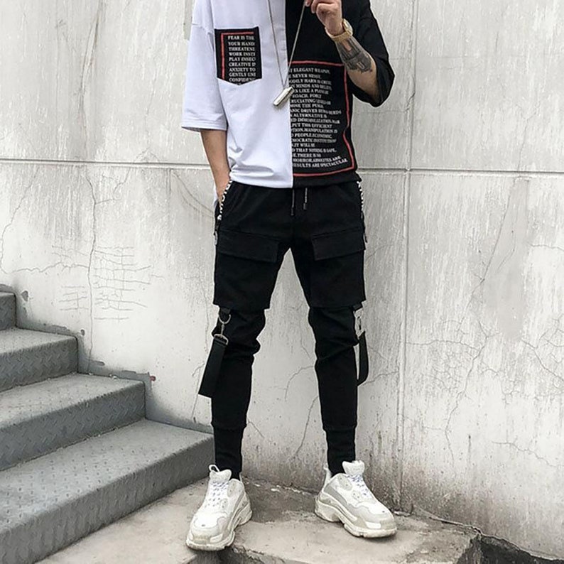 Men's Cyberpunk Techwear Pants With Straps Streetwear - Etsy