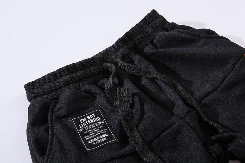 Techwear Streetwear Joggers Pants Cotton Ripped Black - Etsy