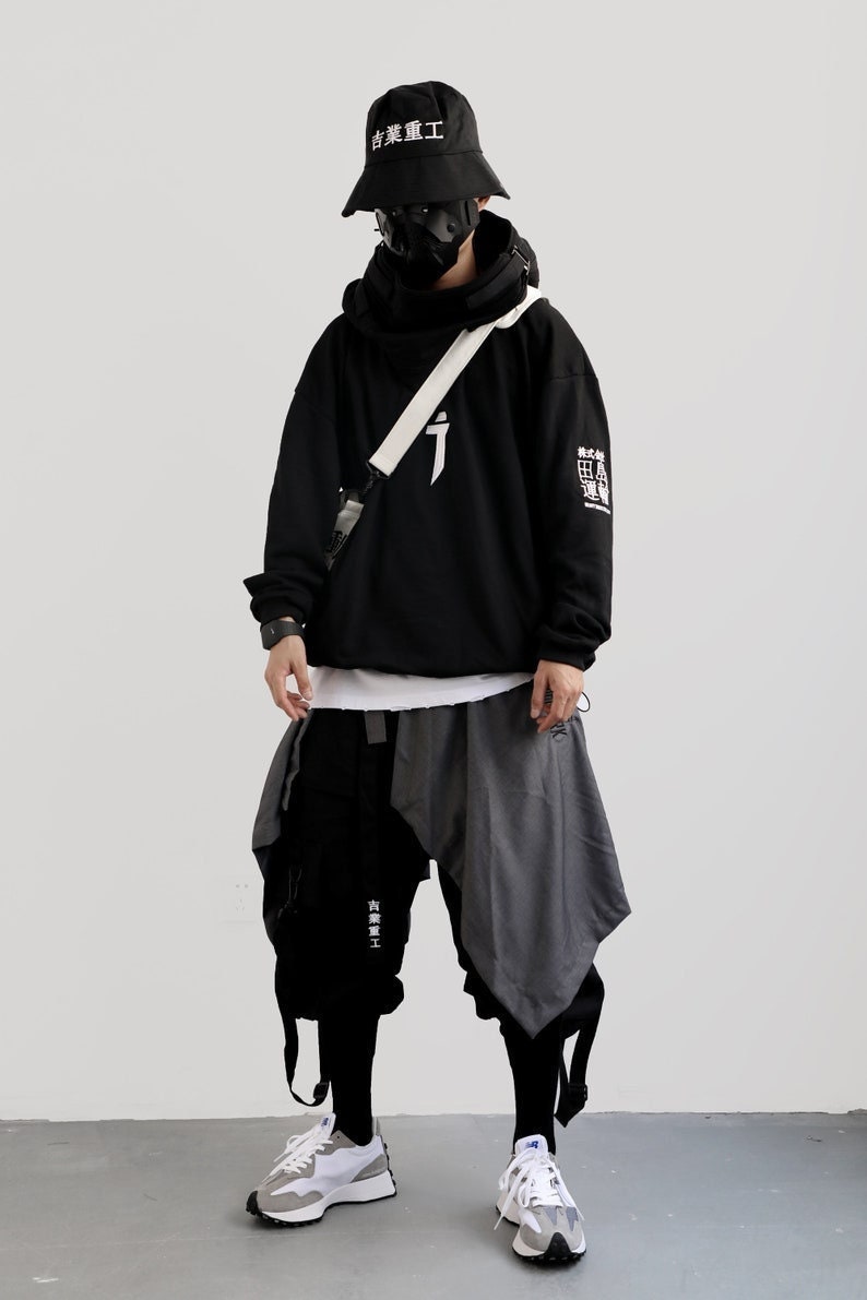 Cyberpunk Techwear Pants Men Harem Japanese Streetwear Kanji ...