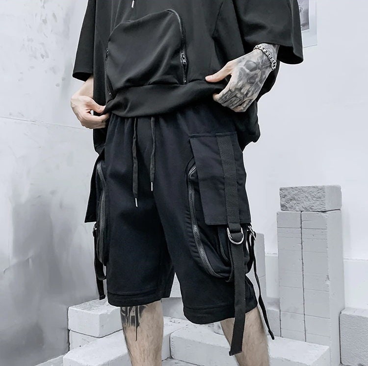 Men's Summer Ribbons Hiphop Harajuku Punk Cargo Shorts - Etsy