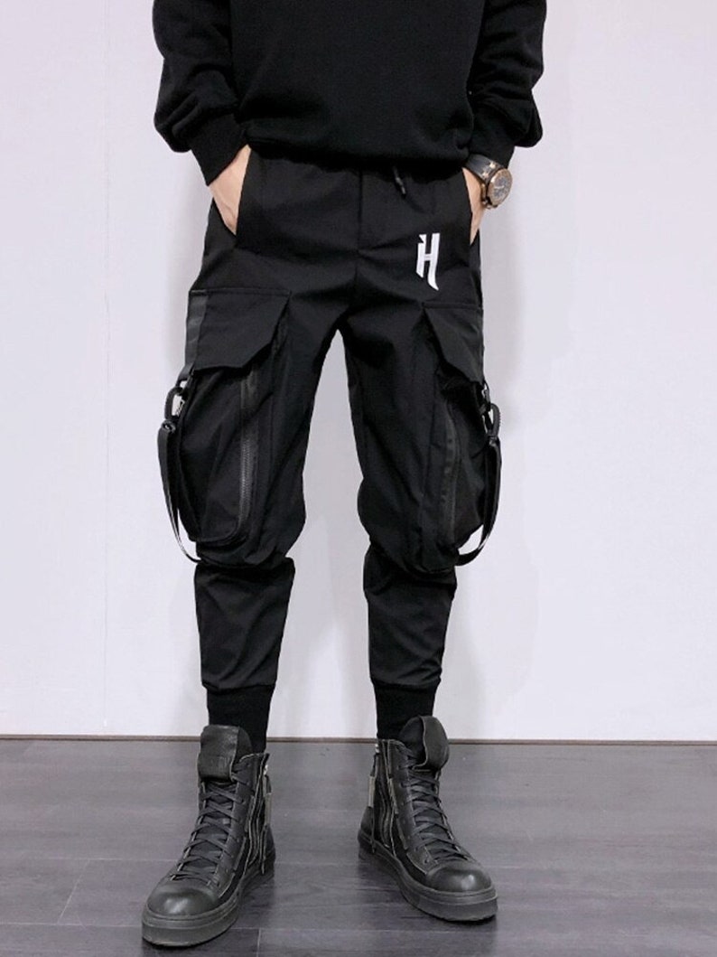 Techwear Pants Men Cyberpunk Black Harem Streetwear Futuristic - Etsy