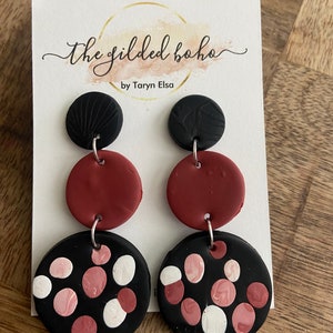 Handmade Boho Polka Dots Dangle Earrings