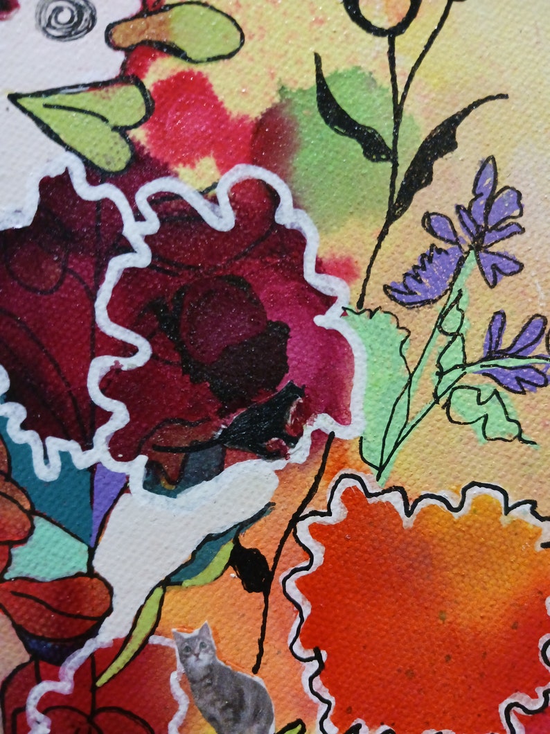 Collage Calamity Example Calamity Cats Art Print: Abstract Floral Collage (8x10) - Etsy