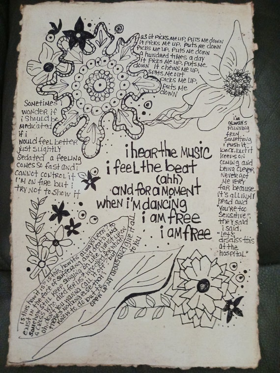 Florence and the Machine Lyrics Art, Original Pen Drawing