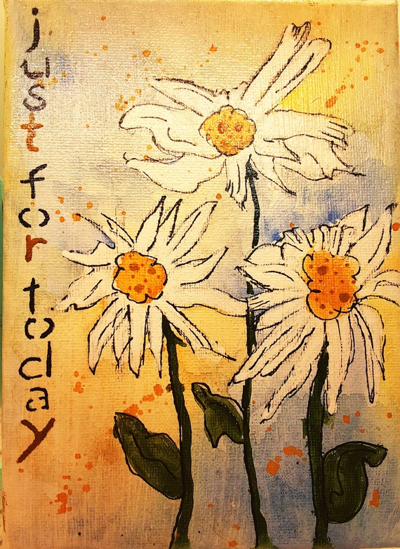 Original Painting on Canvas Mixed Media Art Watercolor Etsy