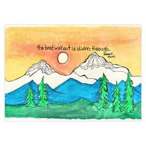 Robert Frost Zitat Ermutigung Grußkarte, 13x18 Klappkarte mit Umschlag, Original Mixed Media Kunstwerk Design, Mini Landschaftskunst Geschenk