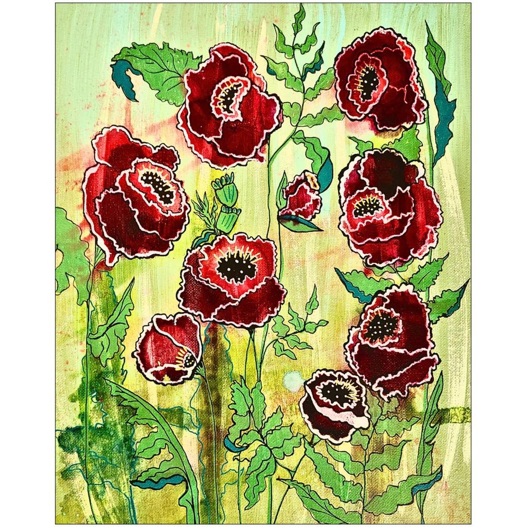 Abstract Red Poppy Red Poppies Art Print: Abstract Floral Wall Decor - Etsy