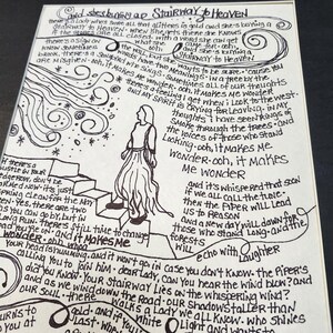 Song Lyrics Wall Art Original Pen Drawing on Textured Cotton Paper ...