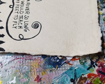 鉛筆画「My song, my life」　B5大サイズ Song Lyrics Wall Art Original Pen Drawing on Textured Handmade