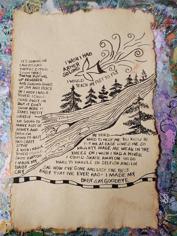 「 I will sing a song for you 」 色えんぴつ画 A4 Song Lyrics Wall Art Original Pen Drawing on Textured Handmade