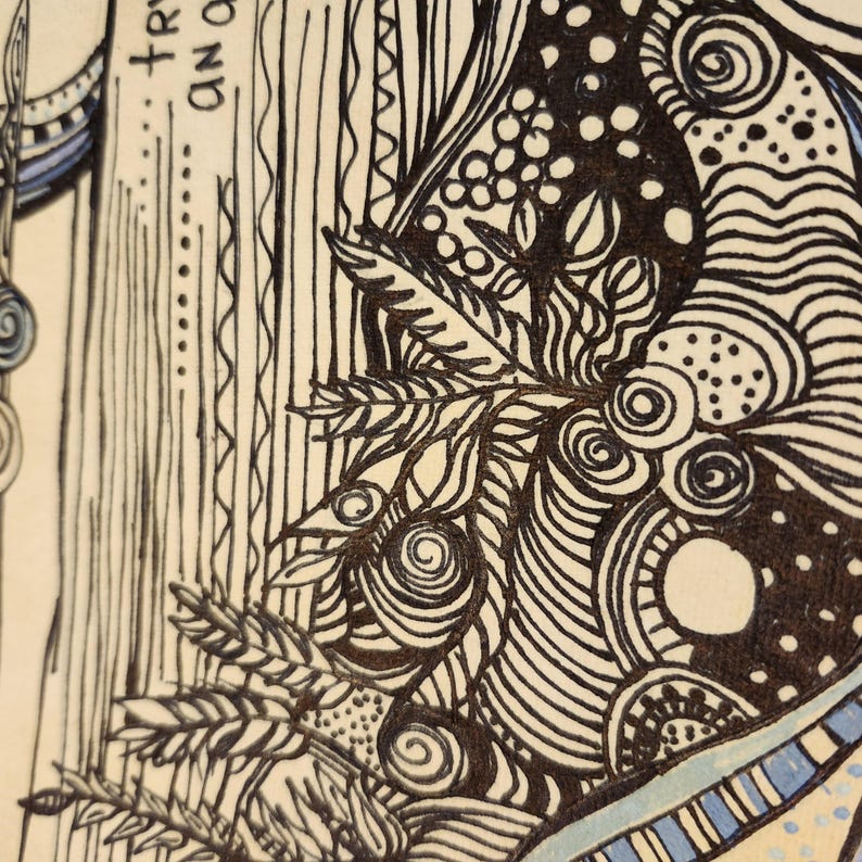 NOT a Print, Trying is Already an Act of Courage, Wall Art Drawing on