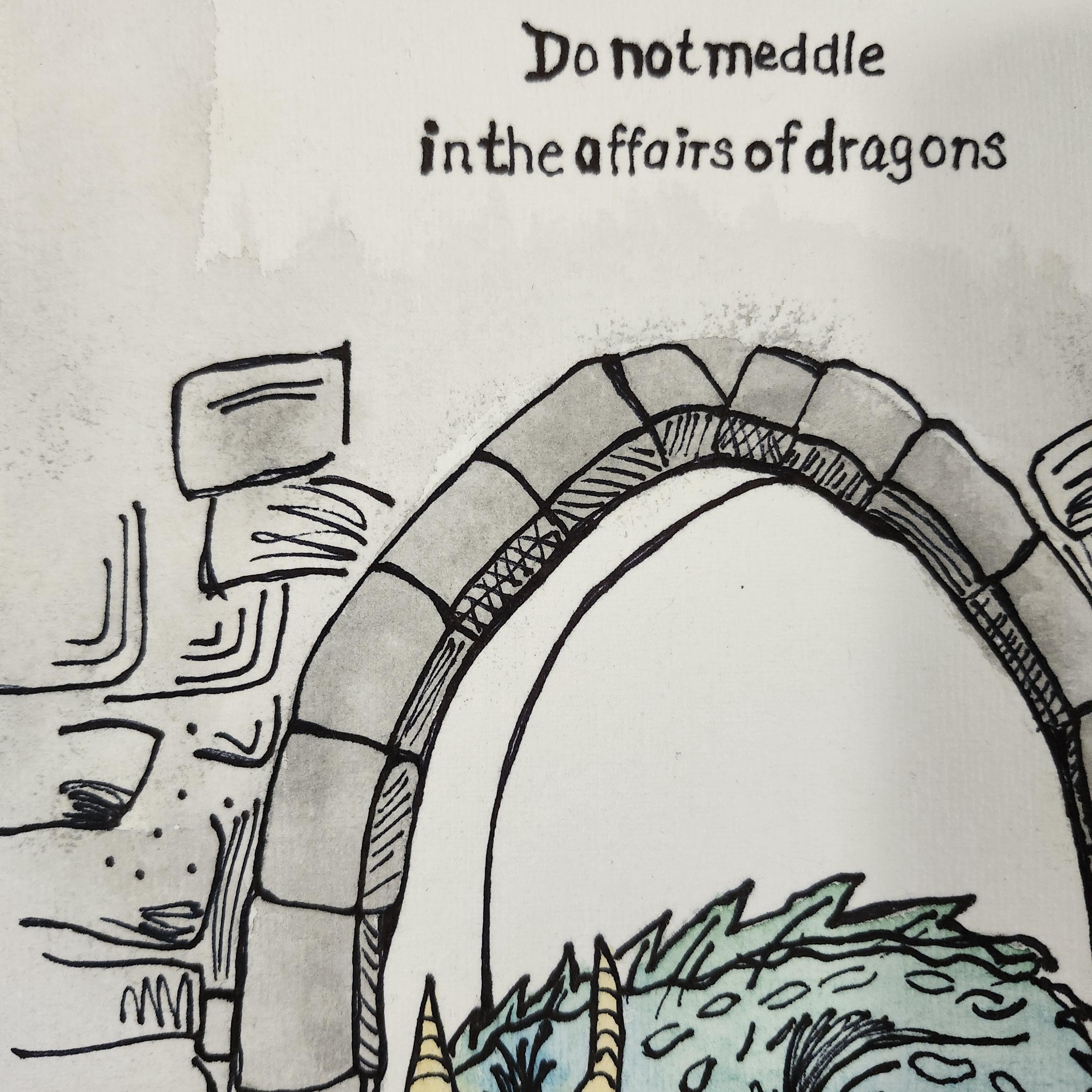 Original Ink Drawing Dragon Art, Watercolor on Handmade Paper (matted ...
