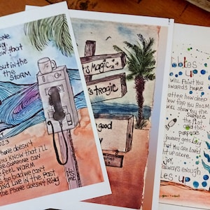 Jimmy Buffett set of three PRINTS bundle of original watercolor paintings, he went to paris, bubbles up, if the phone doesnt ring its me