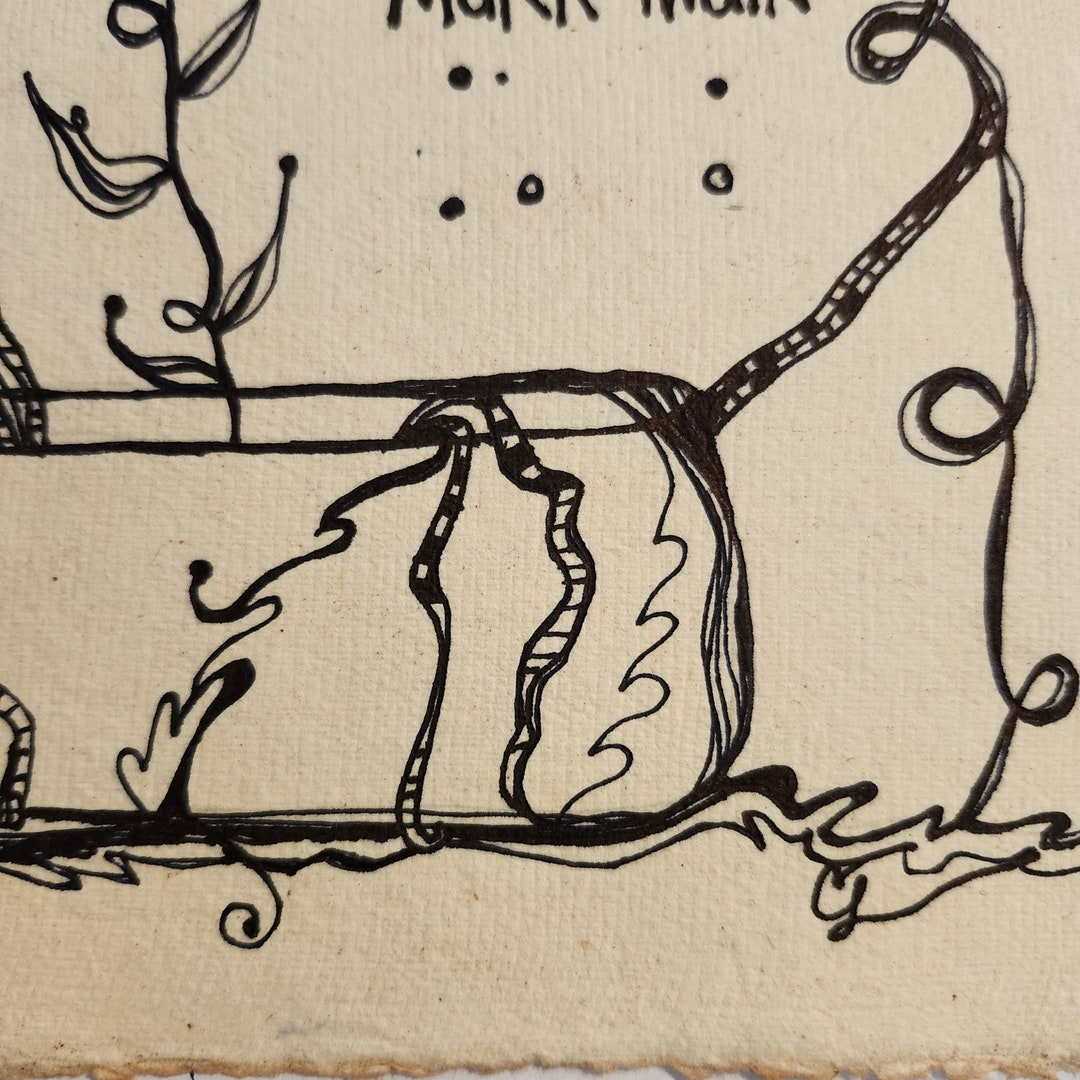Mark Twain Quote, Anger is an Acid, Original Pen Ink Drawing on Handmade Deckle Edged Paper ...