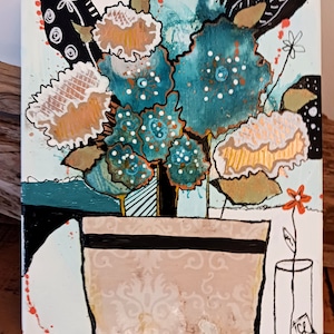 Original Floral Painting: Abstract Acrylic & Alcohol Ink Art (8x10)