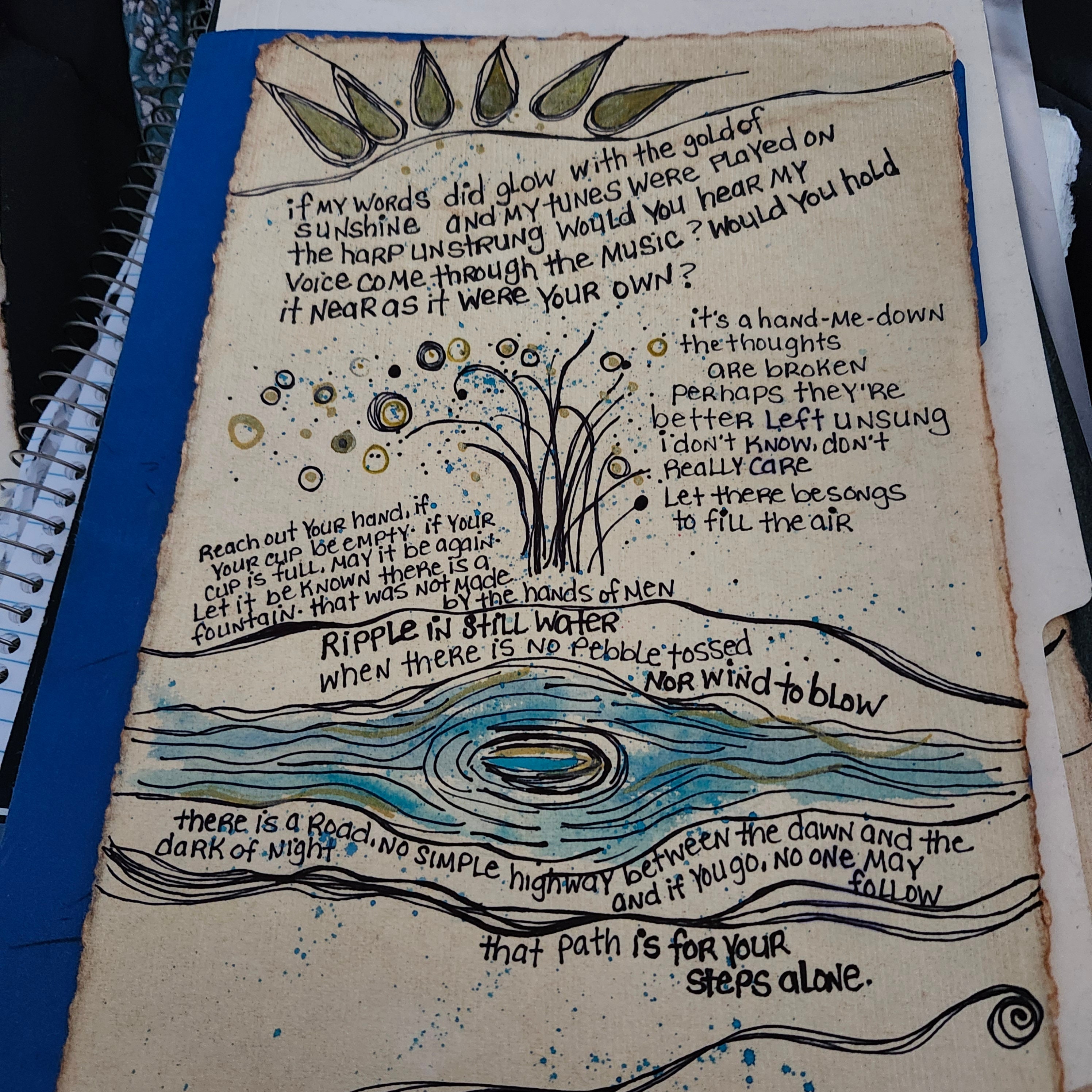 Grateful Dead Art - Ripple Song Lyric Ink & Watercolor on Handmade
