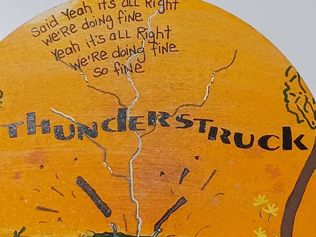 ACDC Thunderstruck Hand Painted Wood Sign With Music Lyrics - Etsy
