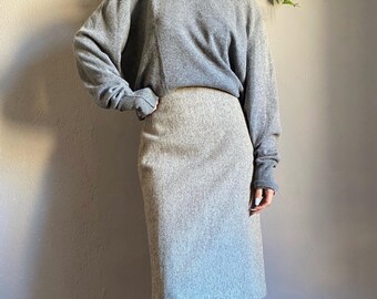 Vintage 90er Jahre Max Mara ecru marmoriert wollrock, high waist bleistift, kleid, adrette, akademische bibliothekarin, winter arbeit, altes geld