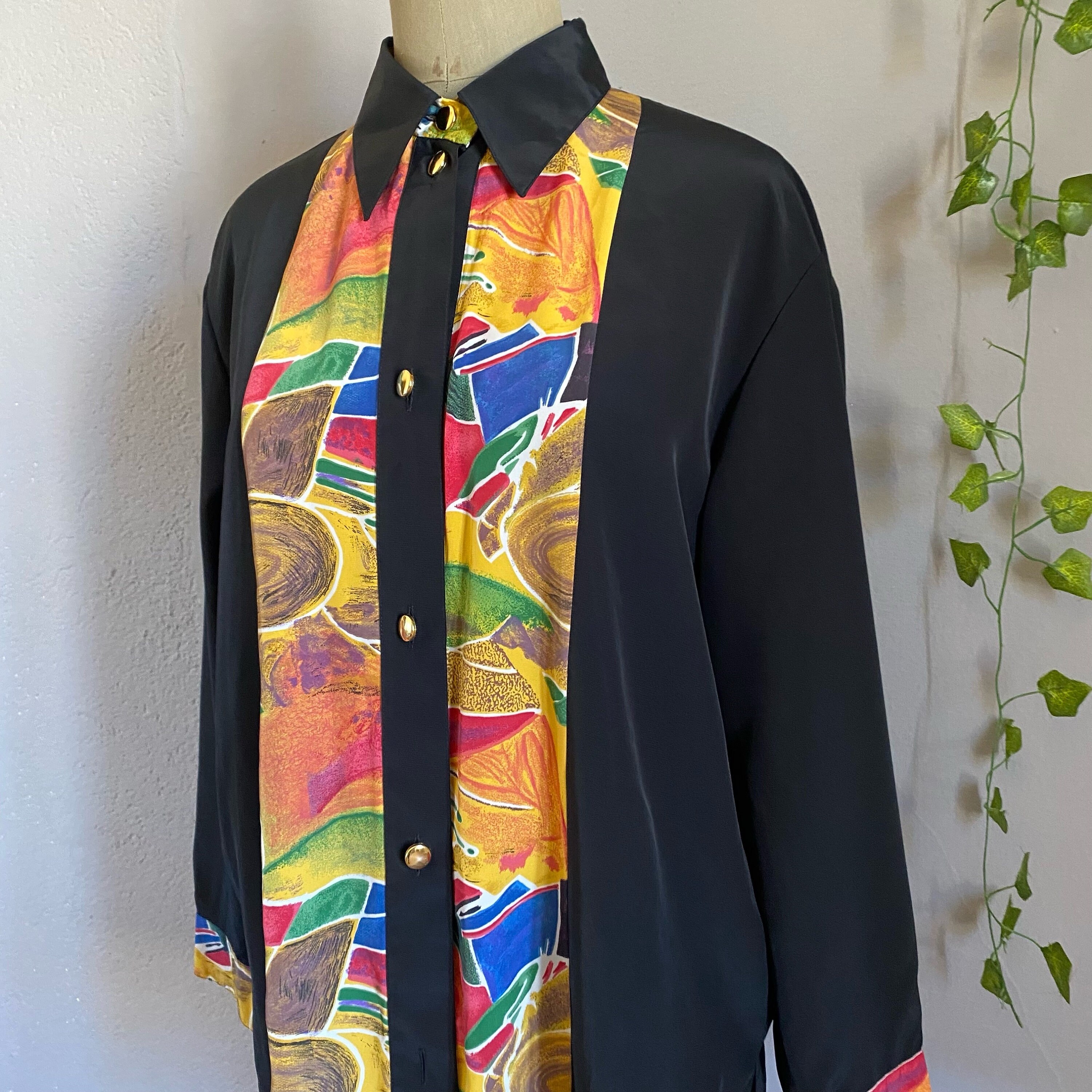 トップス unknown 80s 90s color blocking shirt Vintage 80s 90s Colorblock Womens S Top Shirt Colorblock