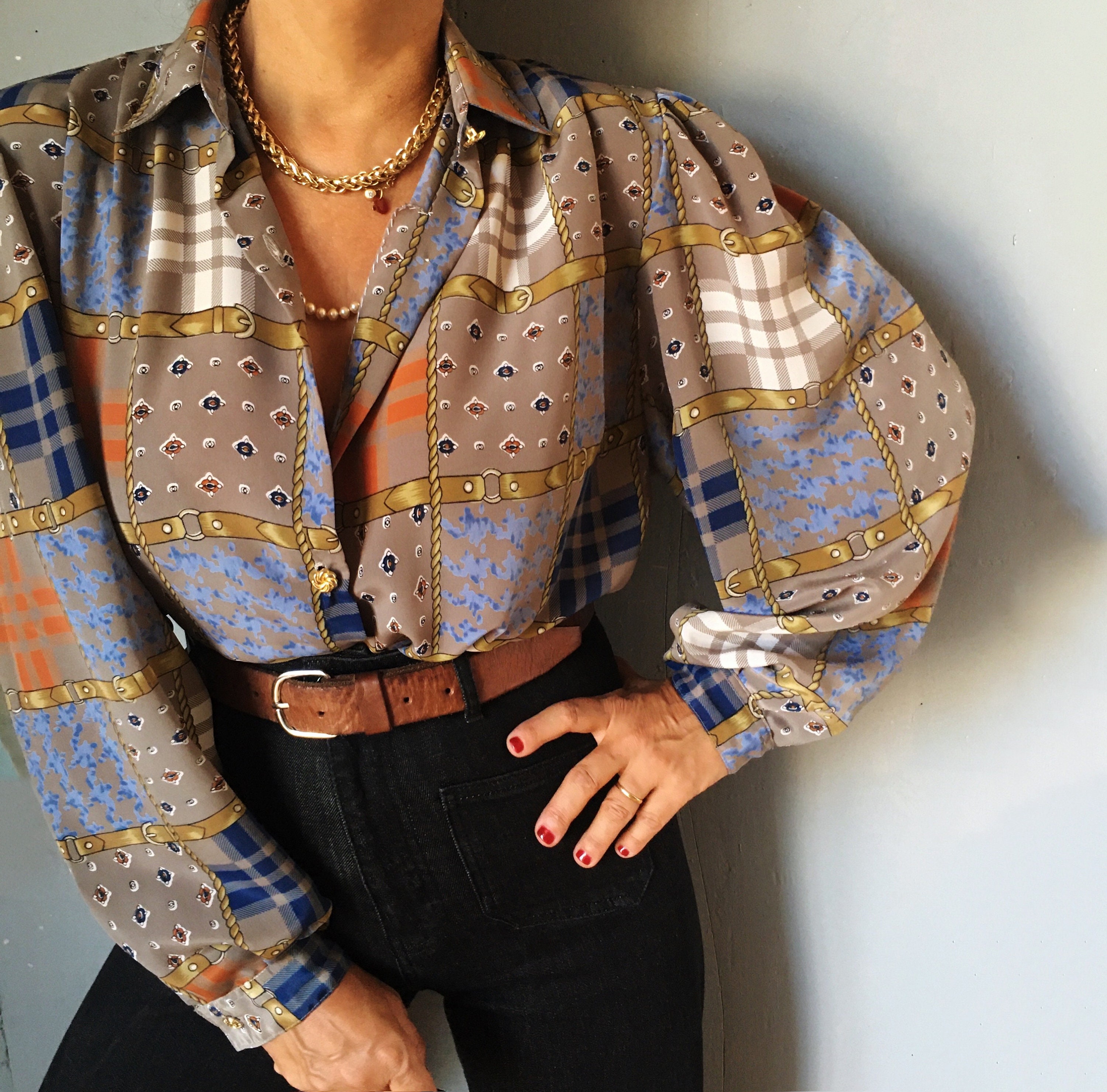 Vintage Bohemian Bold Print Novelty Plus Size Shirt Elegant Etsy