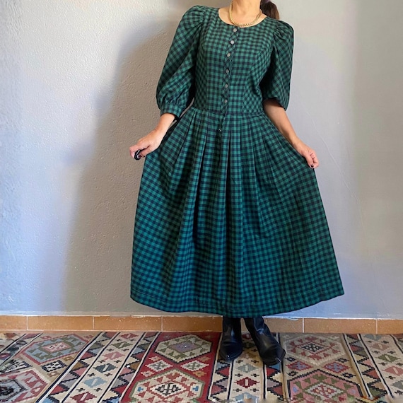 green flannel dress Woman Within Plus Size Plaid Flannel A-Line Shirtdress, Women's, Size: 30, Green