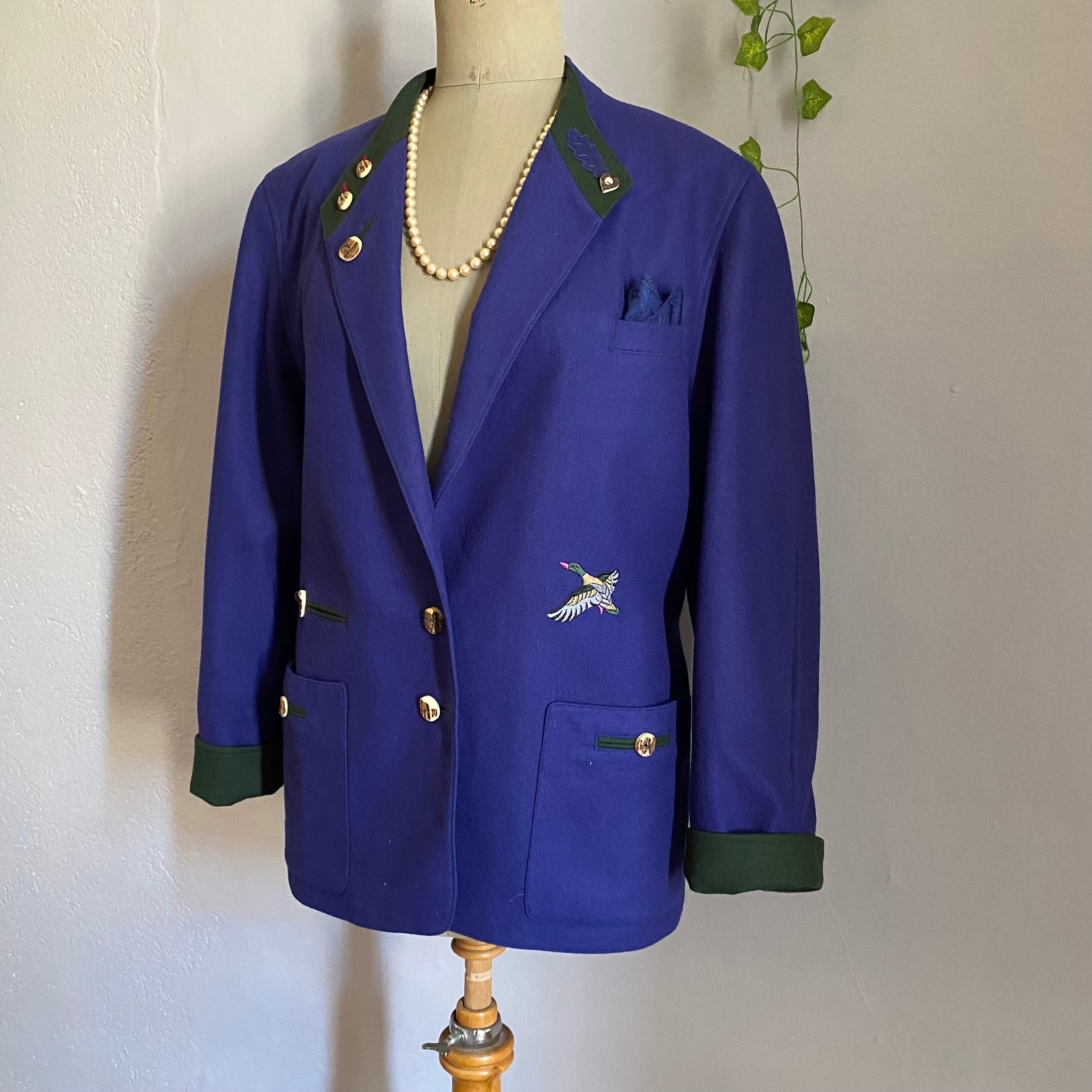 Vintage Folk Tyrolean Trachten Embroidery Wool Lilac Moss