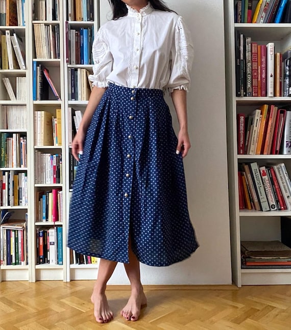 Blouse High Waisted Pleated Skirt 80s 80s Speckled Print Pleated