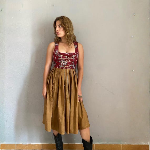 corset pinafore dress Bavarian Style Cottagecore Pinafore Dress M I Retro Fairy