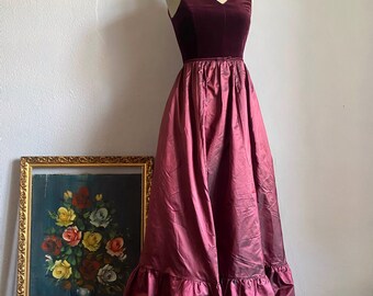 ローラアシュレイ ヴィンテージ ベルベット シルク タフタ マキシ 