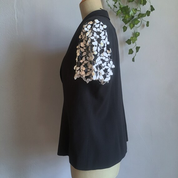 Vintage lace trim elegant crop party jacket, shor… - image 7