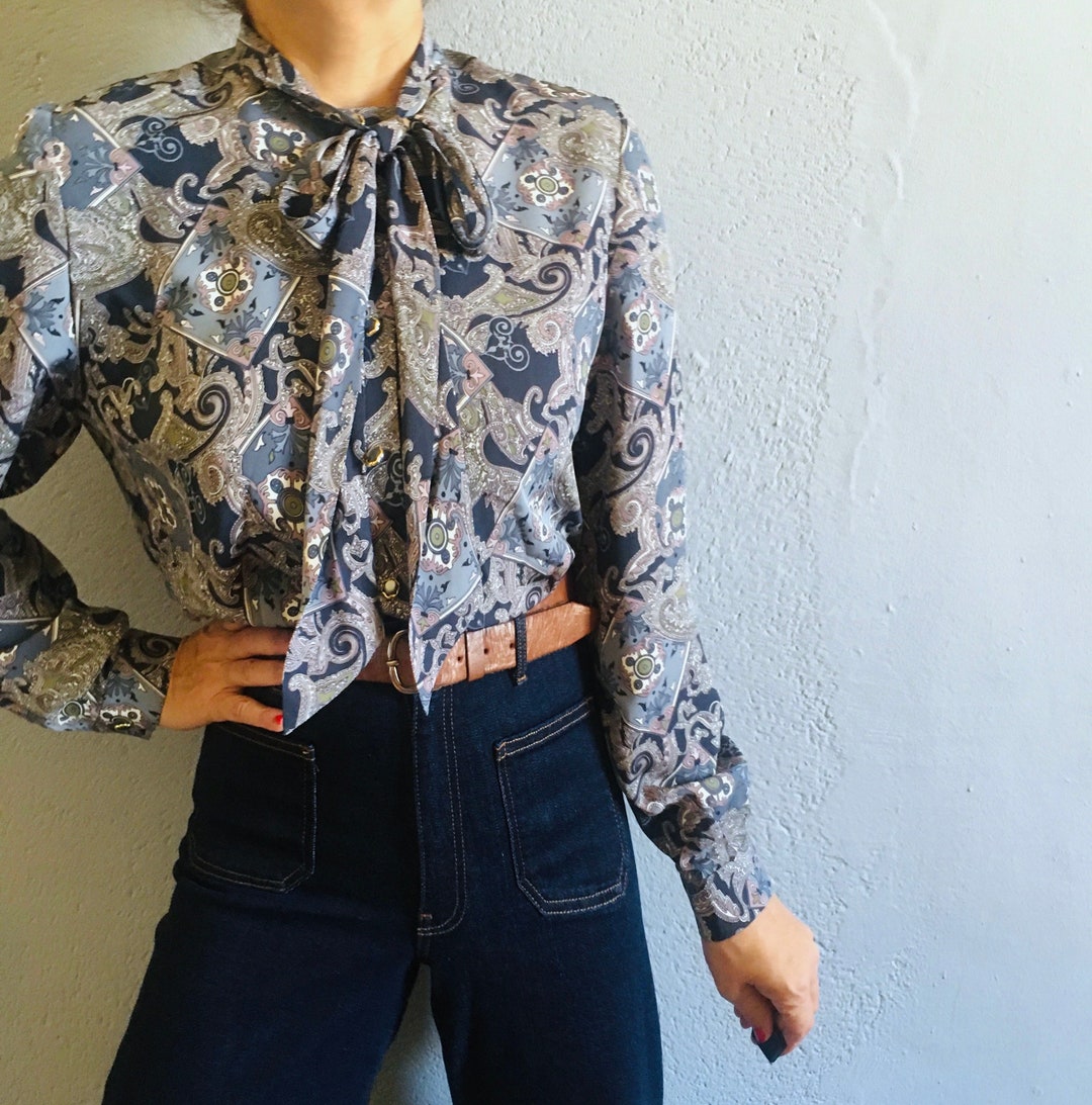 Vintage Victorian Edwardian Bow Tie Elegant Verdigris Shirt, Button up ...