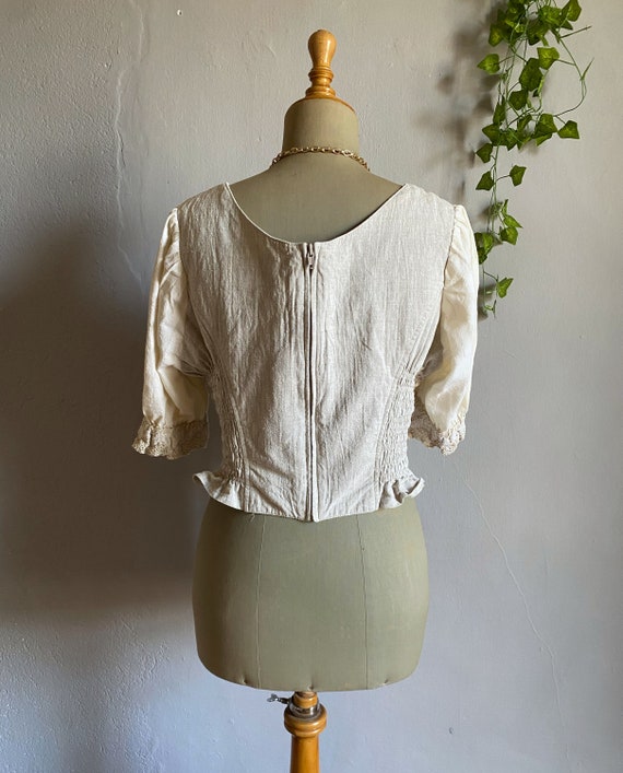 Vintage dirndl Tyrolean corset bodice folk rustic… - image 5