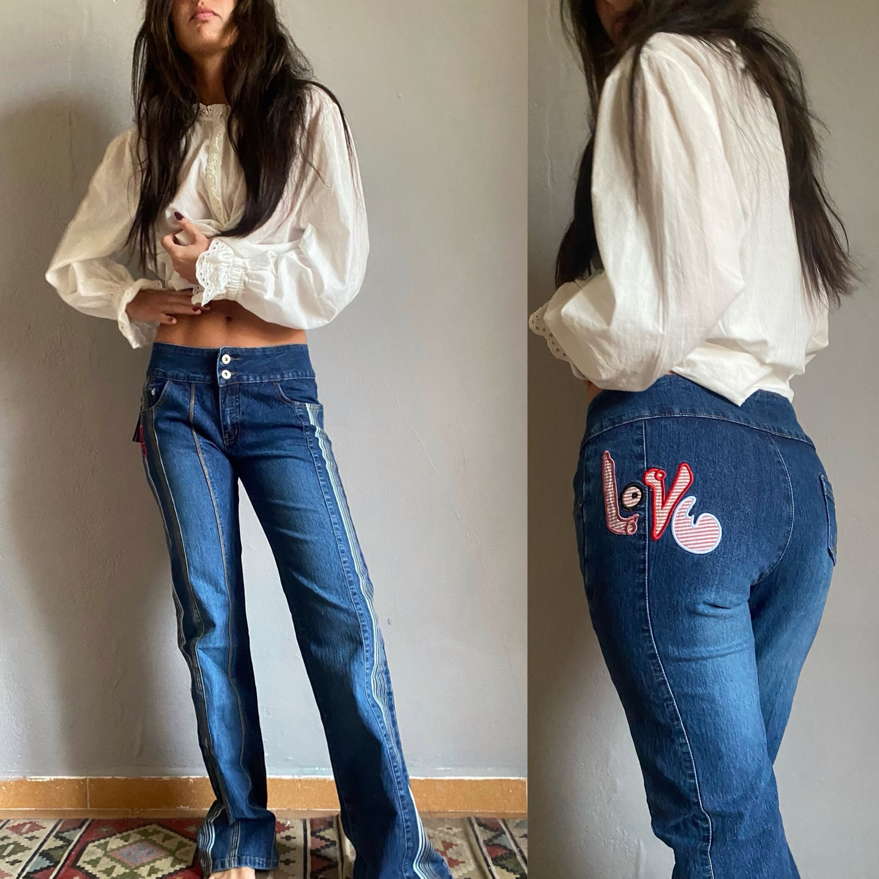 Women's Jeans Denim Jumpsuit/overall High Waisted Bell Bottoms Pants , vintage 70s,boho, Hippie. Made to Order. 