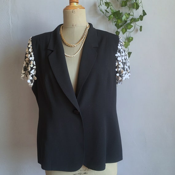 Vintage lace trim elegant crop party jacket, shor… - image 10