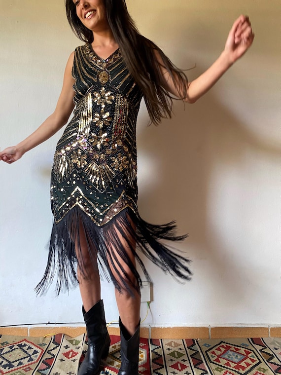 vintage beaded fringe dress Crystal Deco Beaded Fringe Dress main image 0