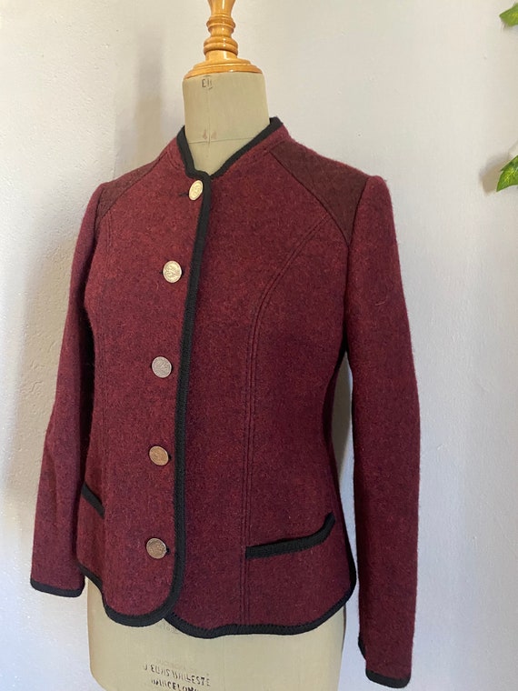 Authentic Maroon Velvet Trachten Jacket For Womens
