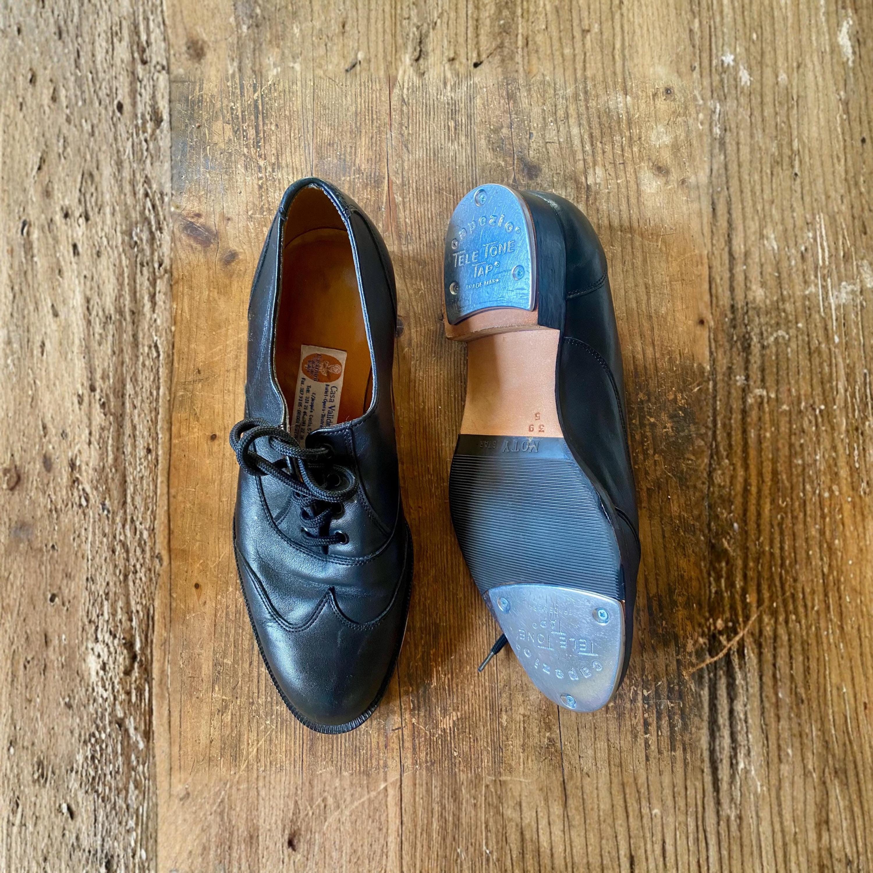 Vintage Leather Oxford Tap Shoes, Capezio Tele Tone Taps, Classic