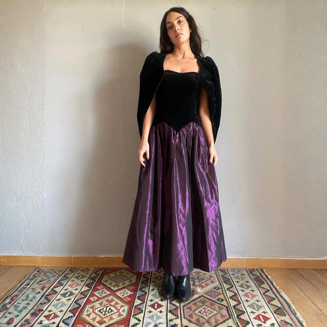 vintage-80s-laura-ashley-velvet-taffeta-dress-set-lilac-gown-bolero