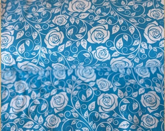 Cotton-Sweat Fabric Roses – light blue