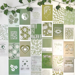 Light Green Aesthetic Wall Collage- 40 physical prints