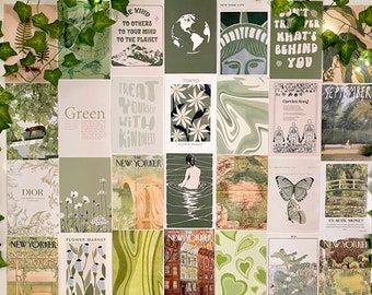 Natural Green Aesthetic Wall Collage - 40 physical prints