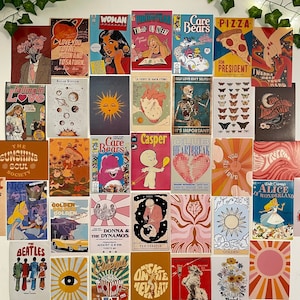 Vintage Retro Aesthetic Wall Collage- 40 physical prints