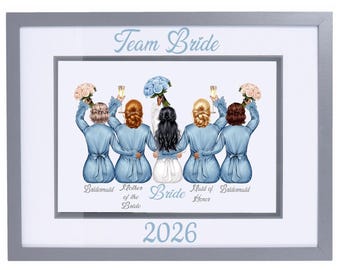 Personalised Bridal/Bridesmaid/Team Bride Print with Frame