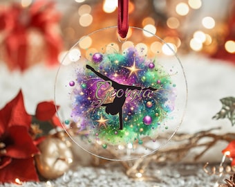 Personalised Glass Gymnast Christmas Tree Ornament – Custom Gymnastics Gift