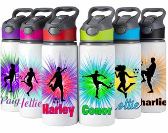 Personalised Football Straw Lid Drink Bottle