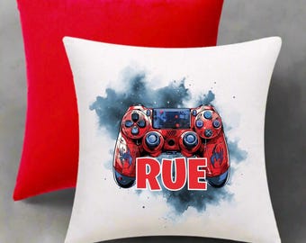 Two-Toned Velvet Gamer Cushion — Custom Personalised Gaming Pillow | Soft Velvet Gaming Decor | Gamer Gift | Custom Name Cushion
