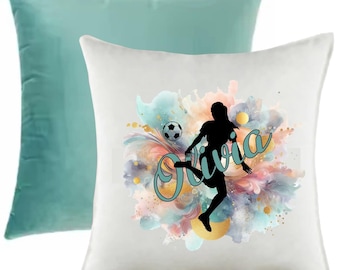 Two-Toned Velvet Football Cushion — Custom Personalised Footbal Cushion | Footballer Decor | Footballer Gift | Custom Name Cushion