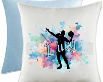 Two-Toned Velvet Netball Cushion – Custom Name, Netballer Decor