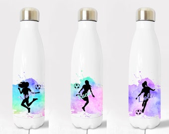 Personalised Footballer Double Insulated Water Bottle