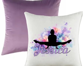 Two-Toned Velvet Gymnast Cushion — Custom Personalised Gaming Pillow | Soft Velvet Gymnast Decor | Gymnast Gift | Custom Name Cushion